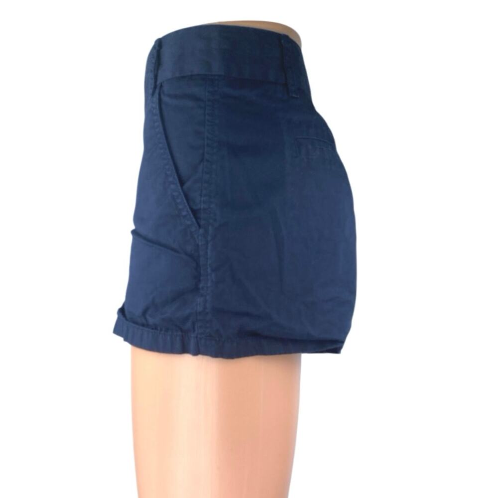 J.Crew Women's Blue Mid Rise Pockets Zip Straight Leg Slim Mini Chino Shorts 6 - Picture 2 of 4